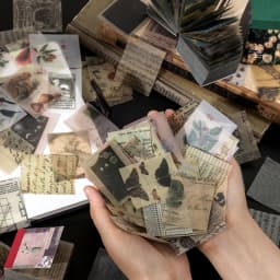 Journamm 50-366pcs Craft Vintage Scrapbooking Paper Kawaii Art Junk Journal Deco Sticker Natural Collection DIY Material Paper