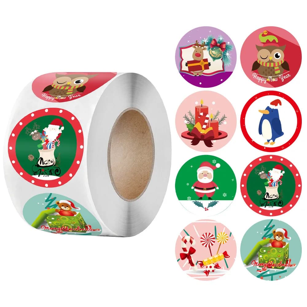 100-500Pcs Merry Christmas Stickers Christmas Theme Seal Labels Stickers For DIY Gift Baking Package Envelope Stationery Decor