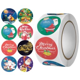 100-500Pcs Merry Christmas Stickers Christmas Theme Seal Labels Stickers For DIY Gift Baking Package Envelope Stationery Decor