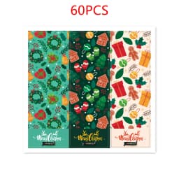 30-60Pcs Merry Christmas Stickers 6 Style Animals Snowman Trees Decorative Stickers Wrapping Gift Box Label Christmas Tags
