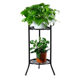 Two-Layer Elegant Metal Plant Stand Shelf Potted Plant Holder Modern Tall Plant Pot Stands for Indoor Outdoor Decor
