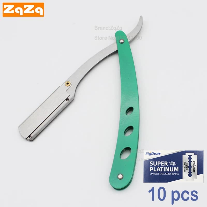 ZqZq 10 Shaving Blades and Straight Edge Razor Haircut Beard Eyebrow Shaving Tool Manual Depilation Razor Hairdresser Trimming