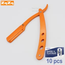 ZqZq 10 Shaving Blades and Straight Edge Razor Haircut Beard Eyebrow Shaving Tool Manual Depilation Razor Hairdresser Trimming