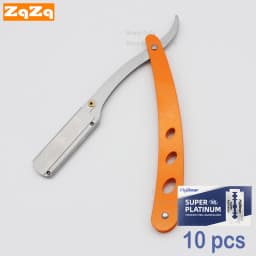 ZqZq 10 Shaving Blades and Straight Edge Razor Haircut Beard Eyebrow Shaving Tool Manual Depilation Razor Hairdresser Trimming