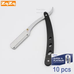 ZqZq 10 Shaving Blades and Straight Edge Razor Haircut Beard Eyebrow Shaving Tool Manual Depilation Razor Hairdresser Trimming