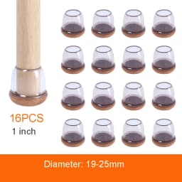 16PCS Transparent Table Chair Leg Protectors Caps Round Square for Furniture Foot Legs Cover Floor Protector with Felt Bottom