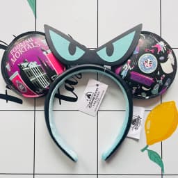 2024 Original Disney Mickey Ears Headband Shanghai Disneyland Minnie Leather Headband Hairband Sequin Bow Party Hair Accessories