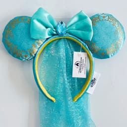 2024 Original Disney Mickey Ears Headband Shanghai Disneyland Minnie Leather Headband Hairband Sequin Bow Party Hair Accessories
