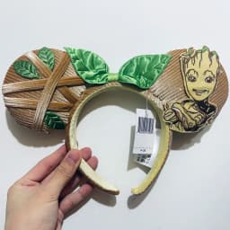2024 Original Disney Mickey Ears Headband Shanghai Disneyland Minnie Leather Headband Hairband Sequin Bow Party Hair Accessories