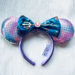 2024 Original Disney Mickey Ears Headband Shanghai Disneyland Minnie Leather Headband Hairband Sequin Bow Party Hair Accessories