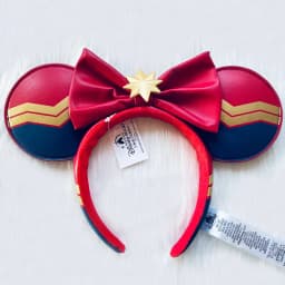 2024 Original Disney Mickey Ears Headband Shanghai Disneyland Minnie Leather Headband Hairband Sequin Bow Party Hair Accessories