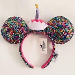 2024 Original Disney Mickey Ears Headband Shanghai Disneyland Minnie Leather Headband Hairband Sequin Bow Party Hair Accessories