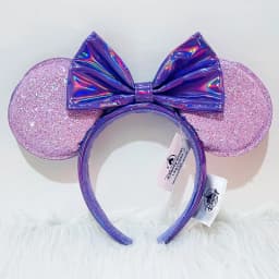 2024 Original Disney Mickey Ears Headband Shanghai Disneyland Minnie Leather Headband Hairband Sequin Bow Party Hair Accessories