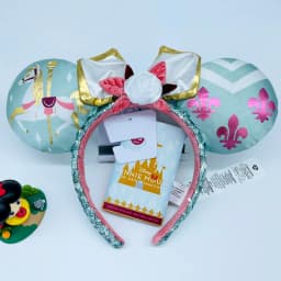 2024 Original Disney Mickey Ears Headband Shanghai Disneyland Minnie Leather Headband Hairband Sequin Bow Party Hair Accessories