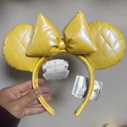 2024 Original Disney Mickey Ears Headband Shanghai Disneyland Minnie Leather Headband Hairband Sequin Bow Party Hair Accessories