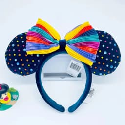 2024 Original Disney Mickey Ears Headband Shanghai Disneyland Minnie Leather Headband Hairband Sequin Bow Party Hair Accessories