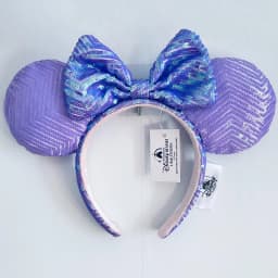 2024 Original Disney Mickey Ears Headband Shanghai Disneyland Minnie Leather Headband Hairband Sequin Bow Party Hair Accessories