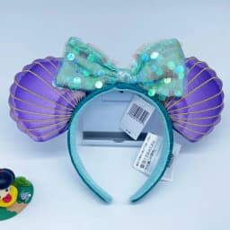 2024 Original Disney Mickey Ears Headband Shanghai Disneyland Minnie Leather Headband Hairband Sequin Bow Party Hair Accessories