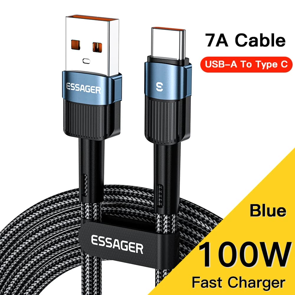 Essager 7A USB Type C Cable For Realme Huawei P30 Pro 66W Fast Charging Wire USB-C Charger Data Cord For Samsung Oneplus Poco F3