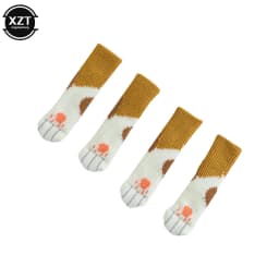 4Pcs Table And Chair Foot Pad Foot Cover Knitted Socks Cat Claw Mute Wear-resistant Non-slip suitable for circumference 6-17cm