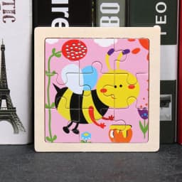 Baby Toys 3D Wooden Puzzle 11x11cm Cartoon Animal Vehicle Jigsaw Wood Puzzle Toys Educational Montessori Toys For Children