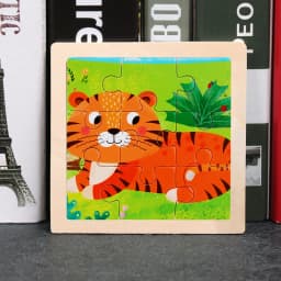 Baby Toys 3D Wooden Puzzle 11x11cm Cartoon Animal Vehicle Jigsaw Wood Puzzle Toys Educational Montessori Toys For Children