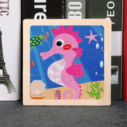 Baby Toys 3D Wooden Puzzle 11x11cm Cartoon Animal Vehicle Jigsaw Wood Puzzle Toys Educational Montessori Toys For Children