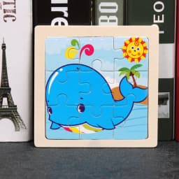 Baby Toys 3D Wooden Puzzle 11x11cm Cartoon Animal Vehicle Jigsaw Wood Puzzle Toys Educational Montessori Toys For Children