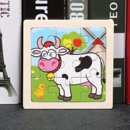 Baby Toys 3D Wooden Puzzle 11x11cm Cartoon Animal Vehicle Jigsaw Wood Puzzle Toys Educational Montessori Toys For Children
