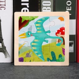 Baby Toys 3D Wooden Puzzle 11x11cm Cartoon Animal Vehicle Jigsaw Wood Puzzle Toys Educational Montessori Toys For Children
