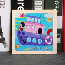 Baby Toys 3D Wooden Puzzle 11x11cm Cartoon Animal Vehicle Jigsaw Wood Puzzle Toys Educational Montessori Toys For Children