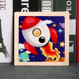Baby Toys 3D Wooden Puzzle 11x11cm Cartoon Animal Vehicle Jigsaw Wood Puzzle Toys Educational Montessori Toys For Children