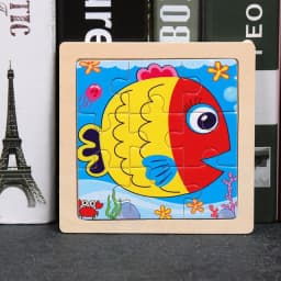 Baby Toys 3D Wooden Puzzle 11x11cm Cartoon Animal Vehicle Jigsaw Wood Puzzle Toys Educational Montessori Toys For Children