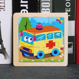 Baby Toys 3D Wooden Puzzle 11x11cm Cartoon Animal Vehicle Jigsaw Wood Puzzle Toys Educational Montessori Toys For Children