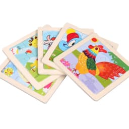 Baby Toys 3D Wooden Puzzle 11x11cm Cartoon Animal Vehicle Jigsaw Wood Puzzle Toys Educational Montessori Toys For Children