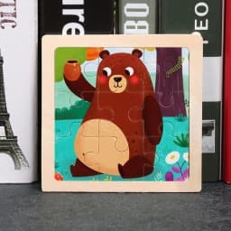 Baby Toys 3D Wooden Puzzle 11x11cm Cartoon Animal Vehicle Jigsaw Wood Puzzle Toys Educational Montessori Toys For Children