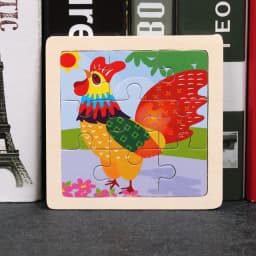 Baby Toys 3D Wooden Puzzle 11x11cm Cartoon Animal Vehicle Jigsaw Wood Puzzle Toys Educational Montessori Toys For Children