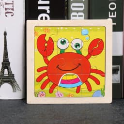 Baby Toys 3D Wooden Puzzle 11x11cm Cartoon Animal Vehicle Jigsaw Wood Puzzle Toys Educational Montessori Toys For Children
