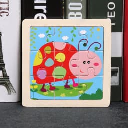 Baby Toys 3D Wooden Puzzle 11x11cm Cartoon Animal Vehicle Jigsaw Wood Puzzle Toys Educational Montessori Toys For Children