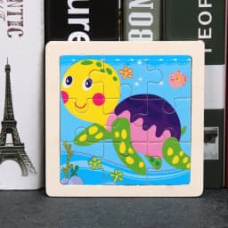 Baby Toys 3D Wooden Puzzle 11x11cm Cartoon Animal Vehicle Jigsaw Wood Puzzle Toys Educational Montessori Toys For Children
