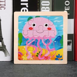 Baby Toys 3D Wooden Puzzle 11x11cm Cartoon Animal Vehicle Jigsaw Wood Puzzle Toys Educational Montessori Toys For Children