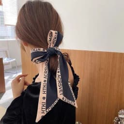 High-Grade Khaki Nude Color Series Silk Scarf Hair Band Ribbon Tied-up Hair Long Bow Vintage Satin Ribbon Hair Accessories