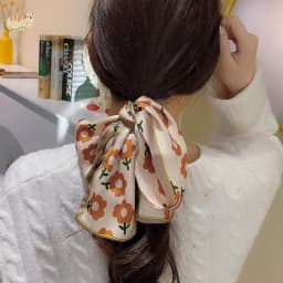 High-Grade Khaki Nude Color Series Silk Scarf Hair Band Ribbon Tied-up Hair Long Bow Vintage Satin Ribbon Hair Accessories
