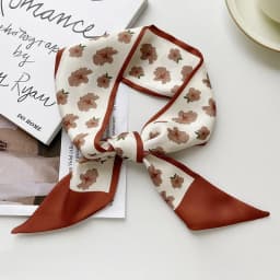 High-Grade Khaki Nude Color Series Silk Scarf Hair Band Ribbon Tied-up Hair Long Bow Vintage Satin Ribbon Hair Accessories