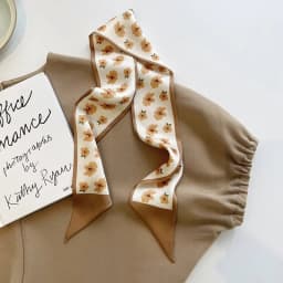 High-Grade Khaki Nude Color Series Silk Scarf Hair Band Ribbon Tied-up Hair Long Bow Vintage Satin Ribbon Hair Accessories