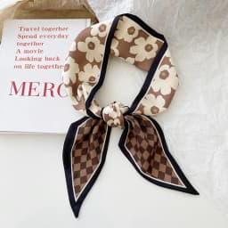 High-Grade Khaki Nude Color Series Silk Scarf Hair Band Ribbon Tied-up Hair Long Bow Vintage Satin Ribbon Hair Accessories