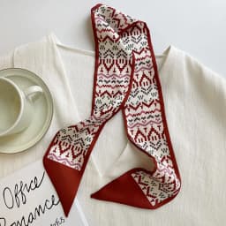 High-Grade Khaki Nude Color Series Silk Scarf Hair Band Ribbon Tied-up Hair Long Bow Vintage Satin Ribbon Hair Accessories