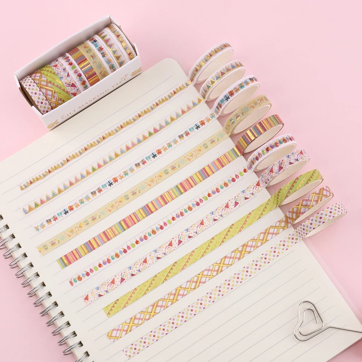 10Rolls Stars Washi Tape Decorative Adhesive Tape School Journal Supplies Gold Foil Scrapbooking Kawaii Stationery Masking Tape