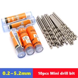 10pcs W6542 HSS mini straight shank drill bit 0.2-5.2mm, suitable for stainless steel and wood drilling electric drill bits