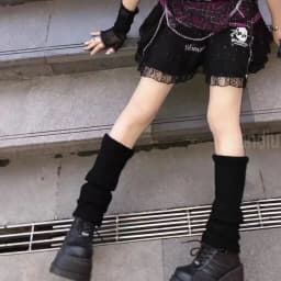 Y2k Goth Lolita Girls Cute Striped Knit Leg Warmers JK Uniform Gothic Women Leggings Gaiters Knee Knitted Cuffs Ankle Warmer